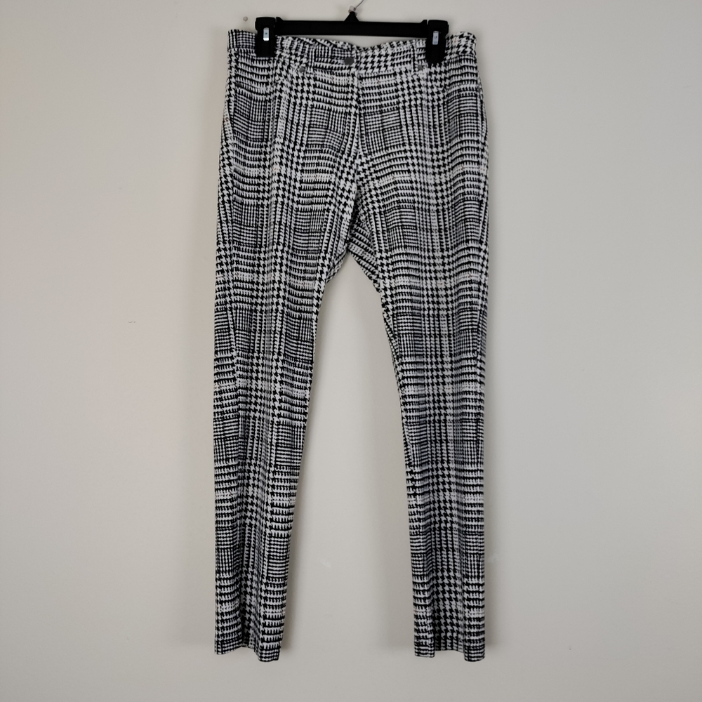 J.Mclaughlin Houndstooth Black Brown Size 10 Knit Stretch Women's Legging Pants - Picture 3 of 13
